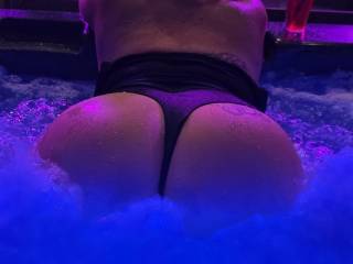 enjoying a bubbley hot spa at the locla swingers bar