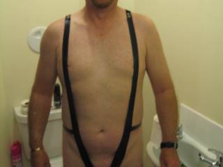 Bill modelling some of his new underwear (shame we didn\'t have this "Mankini" for last months competition)