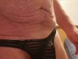 My bulging cock in tight thong