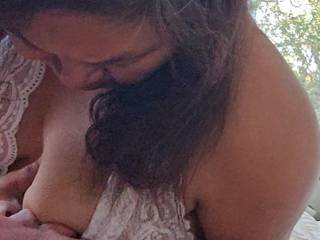 I asked if I could touch her breasts. To my surprise and delight, she pulled her lingerie aside and placed her succulent brown nipple in my mouth~!! My cock was SERIOUSLY throbbing at this point and I could feel my cum rising... would yours be as well??