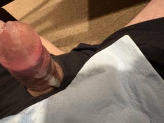 Cum dripping down my cock