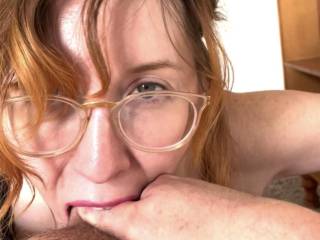 Nerdy redhead whore sucks dick