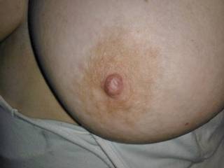 My wife's big tit. Still gets me hard when I see them.