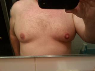 Very sensitive nipples. Love them sucked and pinched.Go on give them a tug:-)