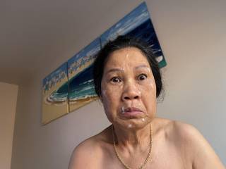 Sperm splattered face on Saturday morning