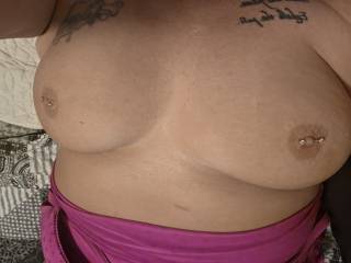 I love having them sucked on played with, and big cock between them