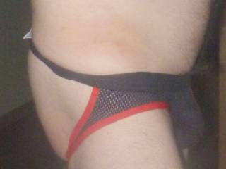 A side view of my new black undie for men.