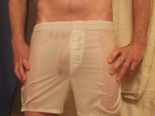 Me and my cock in some soaking wet white boxers