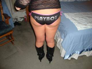 Got her to model her new playboy panties and can't decide which pic is the best. What do you think?