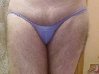 Another tiny blue panties for my small cock .. do u like them ?