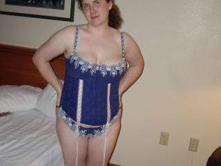 Wearing some new blue lingerie for you.