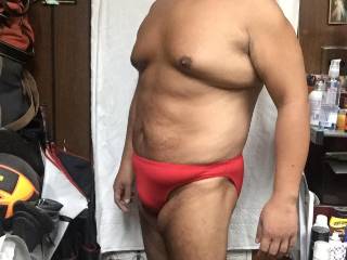 red bikini bulge full body