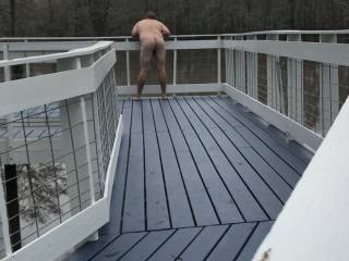 Relaxing this morning on my deck