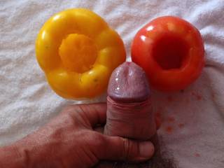 My dick and some fresh vegetables. Prefer the real thing, but when no girl around I get imaginatf!