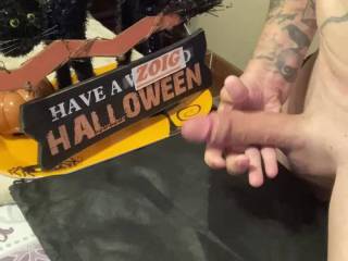 A bunch of my wife’s guy “friends” took her out “trick or treating”, so it looks like this is the only pussy I’m getting tonight… again.