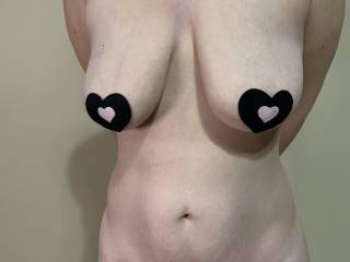 Had to find some pretty big pasties to cover her nipples and areolas