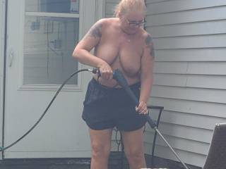 Every guy needs a topless power washing wife
