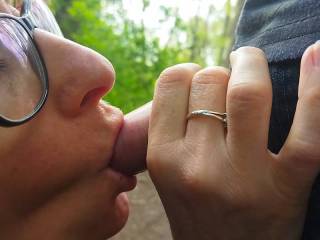 Cum in mouth in woods from my queen❤️