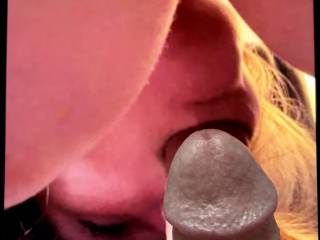 Blaster1 leaning down to take my cock into her mouth, those gorgeous tits hanging down turn me on so much