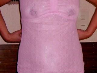 Wife try on her new shirt........