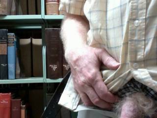 Unzipped and exposed my limp fat dick in the library.