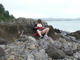 Well look what I found lounging around the rocks while out for a walk .