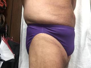 Purple bikini bulge closeup