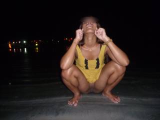 Love to enjoy the empty beach at night, would you go for a swim with me or what you have in mind?