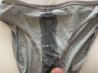 Cumming on my wife’s panties.