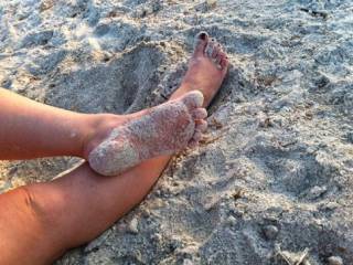 my feet and legs at the beach wish they were covered in cum
