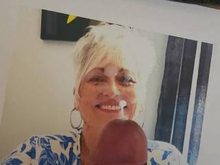 Marie loves tributes. She sent me a couple of pics to tribute.  I gave her a nice load with my pathetic lil dick