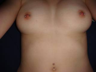 Hot little titties, love your piercings baby!