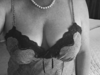 Mmmmm, as if that was posted just for me,.... Beautiful breasts and you're wearing pearls...., omg mmmmmm