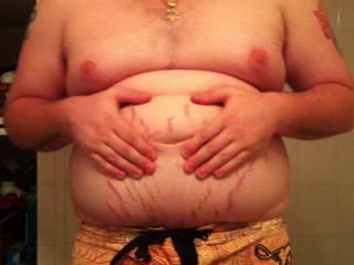 My bathing suit is so fucking small now for my fat ass body. I’m just out growing everything!.