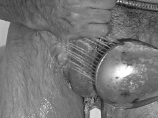 Love the shower sprayer on my balls and cock