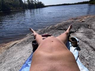 Getting ready to rub one out at the lake.
