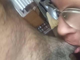 Like to stand up and let sondra finish me off she\'s always willing to take my cock down her throat