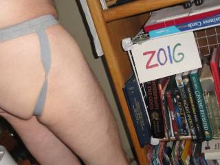 My butt as I am now wearing a gray bottomless undie as I stand...Sony W290 camera was used.