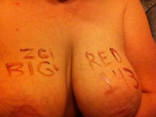 ooh babe it seems you got some scribbles on your boobies, c'mere n let me rub them all clean ..haha x Deb