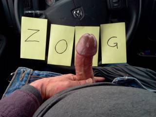 Took this pic for the "Sticky Notes" contest, but it did not qualify. I forgot to put ".com" on the G, dammit!  Guess I\'ll have to do another. How would you keep the pre-cum from staining my jeans?