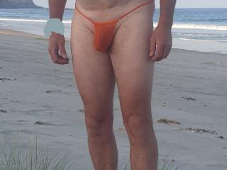 New years eve  at the beach in a g-string anyone like to slip it off.