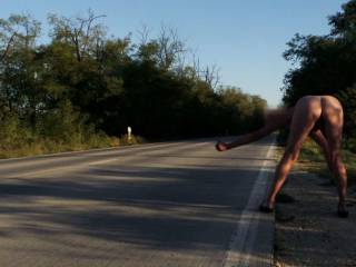 Flashing naked on the road side - I know you'll see me on the road