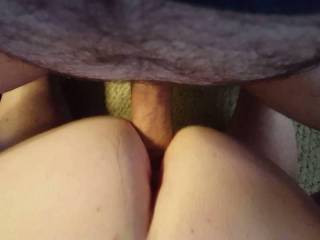Listen to how wet she is fucking herself with my cock.