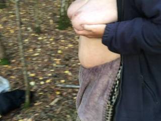 Walking quickly past, bringing her big tits to him ...