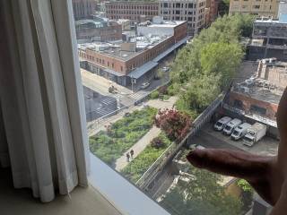 Enjoying my hotel window view. The Standard, High Line hotel in NYC, with floor-to-ceiling windows. Love the wall of clear, untinted windows.