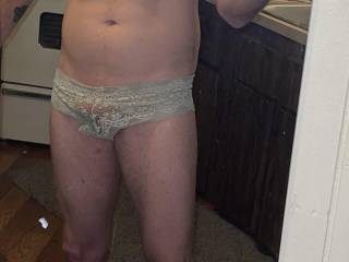 My cock hugged in lace panties