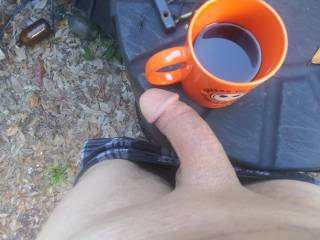Coffee and cock outdoors