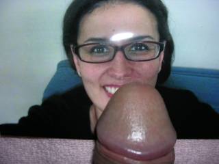 about to cum on this nerdy slut\'s face