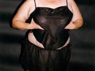 Here's K offering her tits up to me.