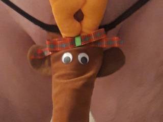 wearing a fun reindeer thong......it was a gift from my gfmom.......she love it